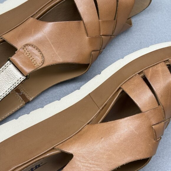 Womens Earth Origins Sandals Sand Brown Soft Leather Sunflower Woven Panel Sz 9 - Picture 9 of 15